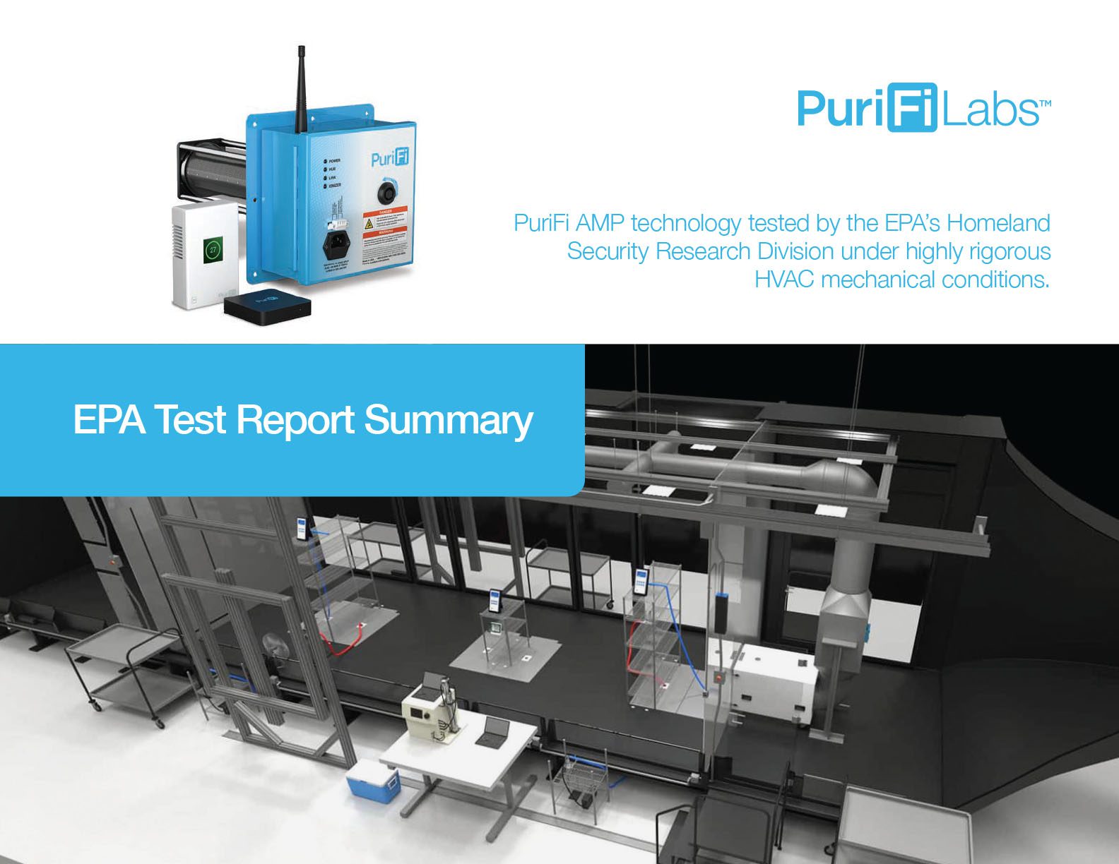 PuriFi EPA testing research, EPA Office of Research and Development releases interim data results from testing PuriFi against non-enveloped Virus MS2 in first round of test method development research.
